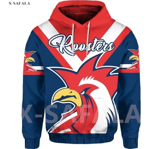 Australia Sydney Roosters Tattoo 3D Printed Hoodie Man Women Harajuku Outwear L5 Zipper Pullover Sweatshirt Casual Jacket