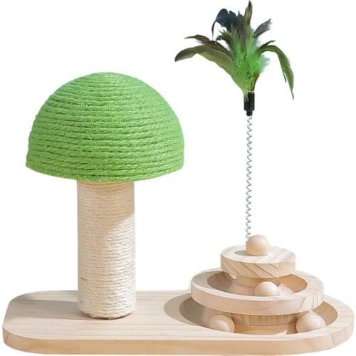 Cat Toys Scratching Post Mushroom Sisal Rope Scratcher Tree Tower Wood Turntable Ball Kitten Climbing Frame Para Gatos Supplies