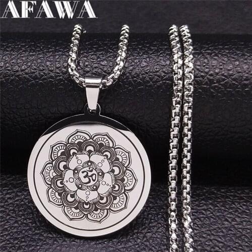 2021 Yoga Flower of Life Stainless Steel Chain Necklaces for Women/Men Statement Necklace Jewelry collier inoxydable XH285S03