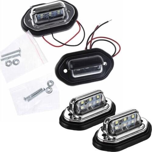 2Pcs 12V 24V 6 LED Waterproof Car License Plate Light Turn Signal Tail Lamp For Boat Truck Trailer SUV Caravan Lighting System