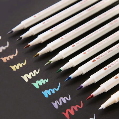 STA 10 Farben Metallischen Marker Stift DIY Scrapbooking Handwerk Weichen Pinsel Stift Art Pen Fur Schreibwaren Schule liefert