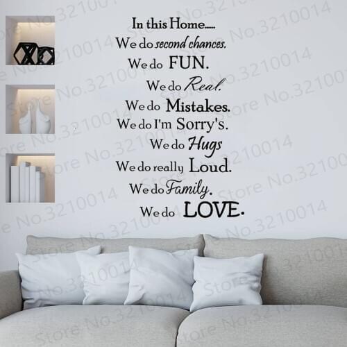 In This Home We Do Love Wall Decals - Family Rules Wall Decal - Living Room Decor - Family Quotes For Home PW130