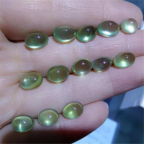 Natural Prehnite Smooth Curved Oval Shaped Drop Shape Loose Jewelry Accessories Colored Gemstone Valet Inlay
