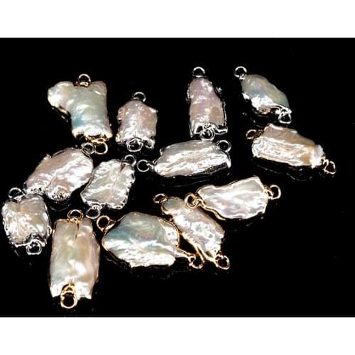 Irregular Baroque Freshwater Pearl Connector with Gold-rimmed Double-headed Buckle DIY Accessories for Jewelry Making Supplies