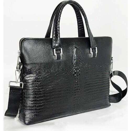 New Business Mens Business Briefcase Animal Leather Crocodile Pattern Handbag Mens Bag