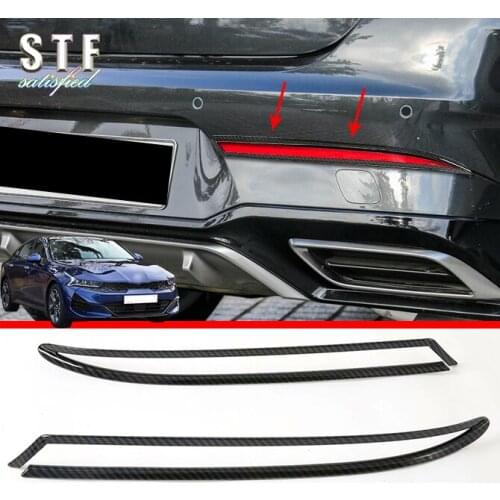 Carbon Fiber Style Rear Fog Light Lamp Cover Trim Molding Bezel Garnish For Kia K5 Optima (DL3) 2020 2021