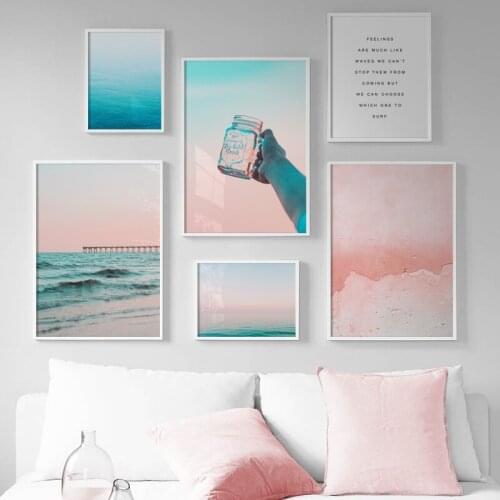 Beach Sea Glass Landscape Quotes Nordic Posters And Prints Wall Art Canvas Painting Wall Pictures For Living Room Home Decor