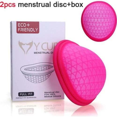 2pc Women Cup Reusable Disc Flat Menstrual Cup With Extra Thin Sterilizing Silicone Menstrual Disc Tampon / Pad Alternative
