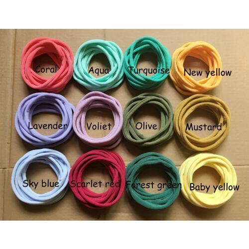 1500 pcs/lot, New Solid Color Nylon Elastic Headbands Super Soft Stretchy Nylon Headbands, one size fits most