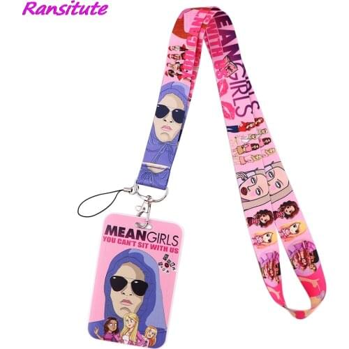 Ransitute R1798 Bad Girl Pink Fashion Lanyards ID Badge Holder Bus Pass Case Cover Slip Bank Credit Card Holder Strap Cardholder