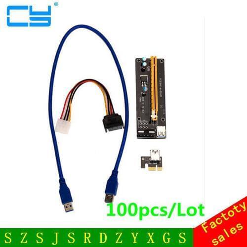 100pcs/Lot Reliable hot PCI-E Express Powered Riser Card W/ USB 3.0 extender Cable 1x to 16x Monero pci-e riser