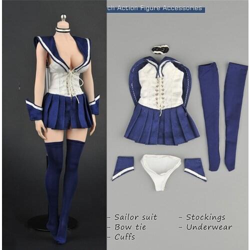 In Stock 1/6 Scale ZY5015 Female Figure Clothes Accessory Sexy Sailor Suit Short Skirt Stockings Wrist Sleeve Model