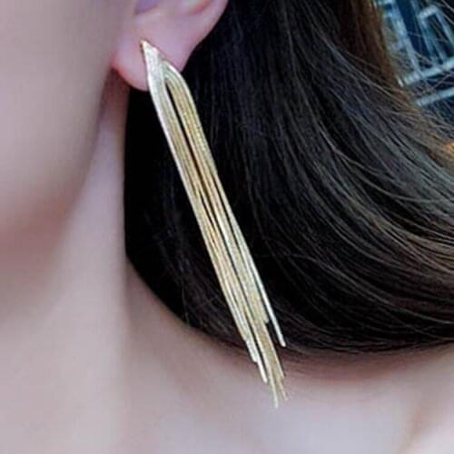 Overstate Pendant Earrings 2021 New Sexy Fashion Metal Chain Long Tassel Earrings Geometric Earrings for Women Gift Jewelry