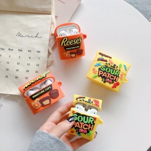 Cute Candy Cartoon Earphone Case for Kids Girls Teens Boys Funny Food Silicone Protective Cover for Airpod 1 2 Pro