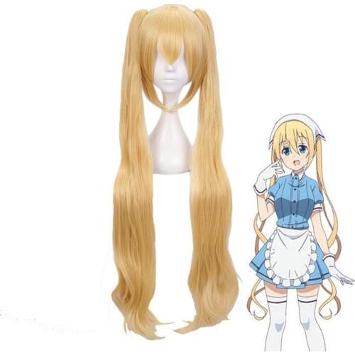 Blend S Burendo Esu Kaho Hinata Golden Ponytail Long Role Play Heat Resistant Cosplay Synthetic Hair Halloween + Free Wig Cap