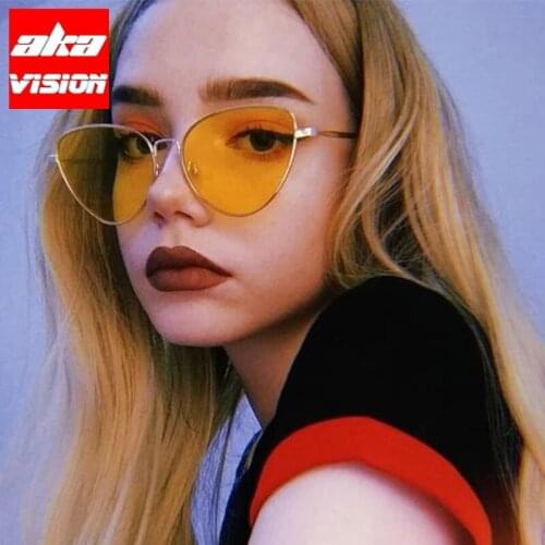 AKA VISION 2021 Retro Cateye Sunglasses Women Cat Eye Glasses Women Vintage Eyeglasses Female Ladies Gafas De Sol Mujer UV400