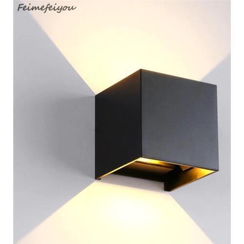 Feimefeiyou 12W luminaria lampada led IP67 outdoor Led Wall Lamp Aluminum Adjustable Surface Mounted Cube Led Garden Porch Light
