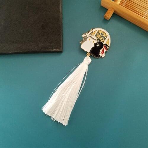 The Untamed Enamel Pin White Black Rabbit Animal Tassel Brooches for Women TV Show Lapel Pins Badge Jewelry Gift 2021 Wholesale