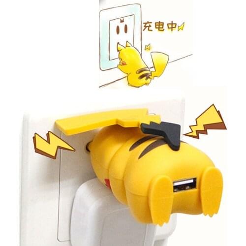 Pokemon Pikachu USB Connector USB Plug Port Fast Charger Anime Travel Power Adapter Kawaii Cute Xmas Gift for Couple