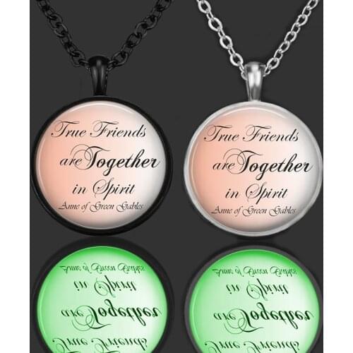True Friends Are Together In Spirit Friendship Necklace Luminous Friend Necklace Friends Glow In The Dark Jewelry Gift