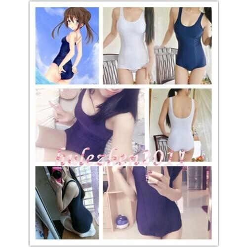 Japanese School Girls SUKUMIZU Sexy Cosplay Swimsuit Swimwear Bikini uniforms Blue White NEW