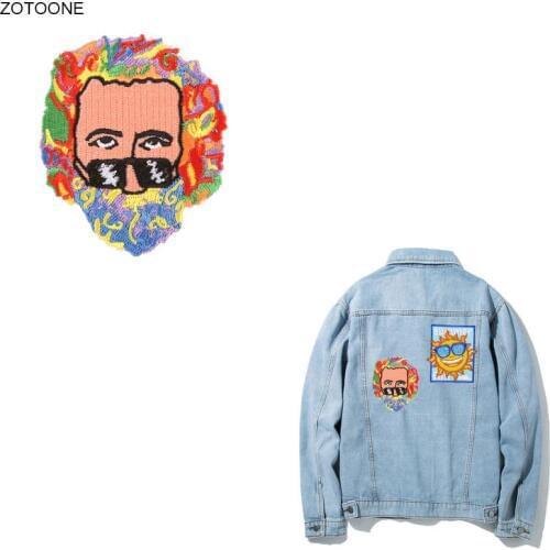 ZOTOONE Iron on Cool Man Sun Alien Patches Patch for Clothing Dinosaur Badge Sew on Jackets Clothes Applique Heat Transfer DIY G