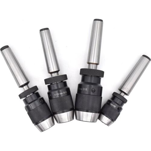 1SET Automatic Locking Chuck 5-20mm B22 SELF TIGHTEN with Tapered Rod MT2 M10 MT3 M12 Machining Center Drilling Machine