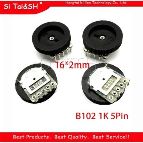 10pcs Double Gear tuning potentiometer B102 1K 5Pin 16*2mm Dial Potentiometer