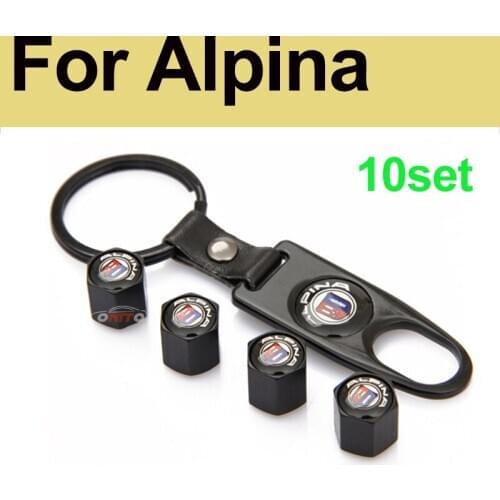 10set Leather Key Ring Alpina Logo Car Tire Valve Cap Tyre Air Stems Caps Auto Cover for Bmw E63 E64 E65 E86 E89 E85 Car Styling