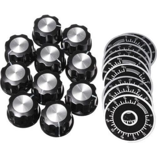 20pcs Adjustable Rotate Button Potentiometer Control Knobs 0-100 Scale Sheet,black Dropshipping