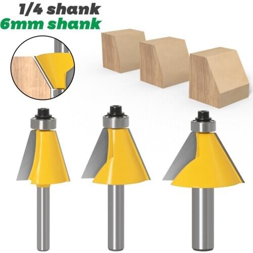 3pcs 8mm 6mm 1/4 inch 12mm 1/2 inch Shank Chamfer Router Bit 15 Degree Bevel Edging Milling Cutter for Wood Woodorking Machine