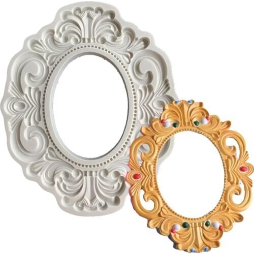 3D European Photo Frame Silicone Mold Resin Clay Sugar Craft Gumpast Moulds Fondant Cake Decorating Tools Aroma Party Moulds M47