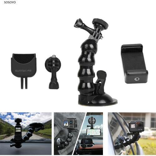 5 in 1 Suction Cup Holder Car Glass Sucker Mount 1/4 Adapter Expansion Bracket Set For GoPro DJI OSMO Pocket Action Camera
