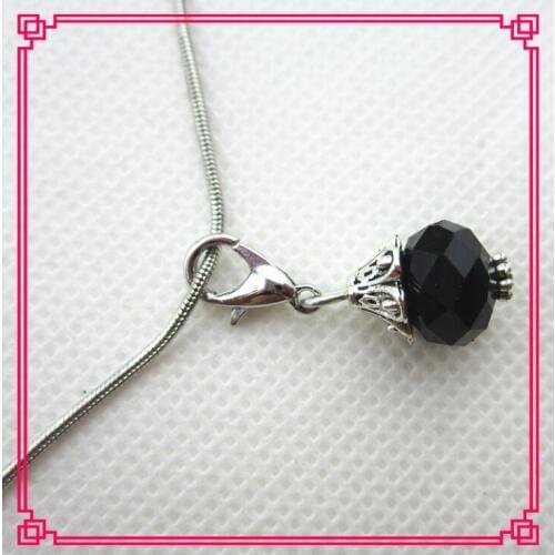 50pcs/lot black stone crystal dangle charms lobster clasp hanging charm pendant/bracelet accessories diy jewelry