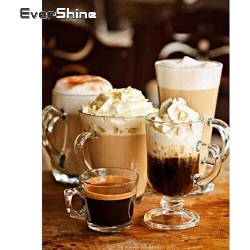 Evershine Diamond Painting Coffee Landscape Diamond Embroidery Beads Wall Decoration Diamond Mosaic Needlework Decor Gift Home