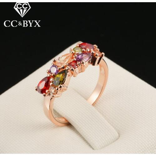 CC Jewelry Ring For Women Fashion Jewelry Colorful Champagne Gold-Color Rings Bride Wedding Engagement Accessories Anillo CC1105