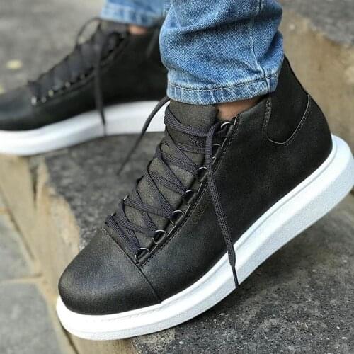 Chekich Mens & Womens Shoes Black Color Faux Leather Spring Fall Seasons Lace Up White Sewing Sole Ankle Trend Unisex Sneakers Wedding Basic Boots Flexible Footwear Office Wedding Odorless Breathable Comfort CH258 V5