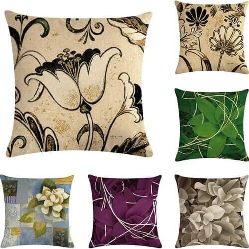 Showy and Colorful Cotton Linen Cushion Cover Vintage Style Black Flowers Pattern Quote Pillowcase Bird Throw Pillow Cover ZY237