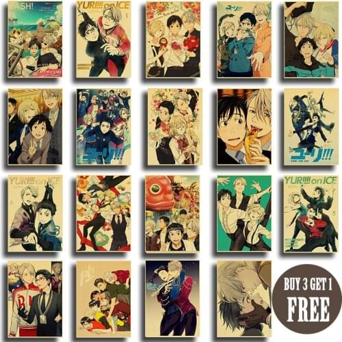 Figure Skating Anime YURI!!! on ICE Posters Wall Art Poster Kraft Paper Prints Pictures Modern Home Decor Painting
