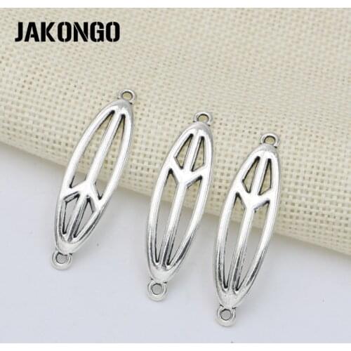 JAKONGO Antique Silver Plated Peace Sign Connector for Jewelry Making Bracelet Necklace DIY Handmade Craft 42x12mm 5pcs