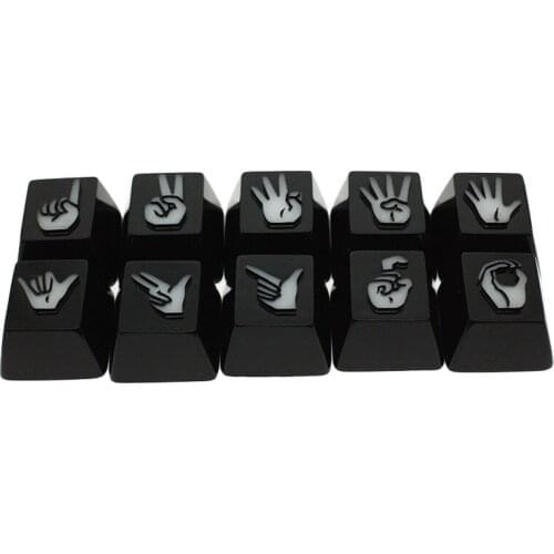10pcs Gesture Design Resin Keycaps For Cherry Mx Gateron Kailh Box TTC Switch Mechanical Keyboard 3D Backlit Black Red Key Caps