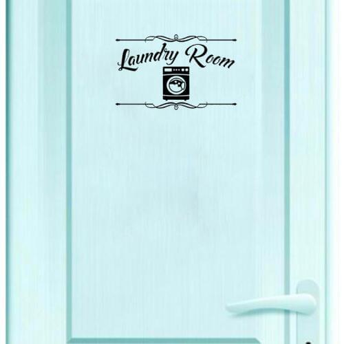 Creative Laundry Room Wash Dry Fold Vinyl Wall Sticker Artistic Home Decoration Door Sticker A2304