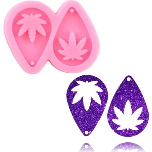L/M/S Maple Leaf Water Drop Hoop Earrings Silicone Mold Epoxy Resin Craft Keychain Molds Handmade Jewelry Making Necklace Mould