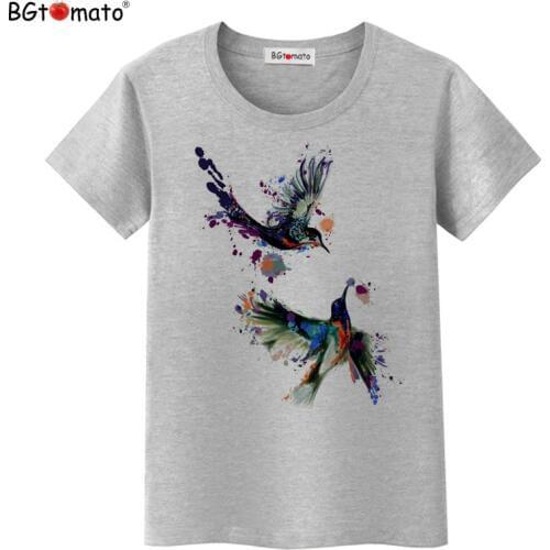 BGtomato Hot sale Summer Beautiful Birds Shirt Women Top Tees New T Shirt Women Short sleeve casual clothes fashion t-shirt