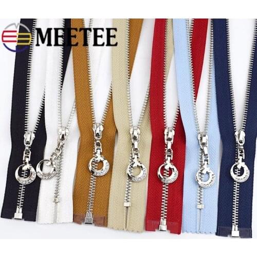Meetee 5pcs Close-End 20/30cm Open-End 40-70cm Metal Silver Tooth 3# Zipper for Bags Costume Seiwng Auto Lock Zip DIY Material