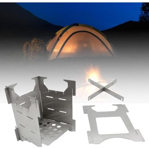 Mini Outdoor Firewood Stove Portable Foldable Stainless Steel Mini Furnace Picnic Stove Camping Wood Stove Charcoal Travel Grill