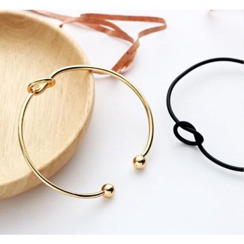 Trendy Round Circular Open Knot Cuff Bangle Bracelets For Women Elegant GoldColor Jewelry Noeud Armband Pulseiras