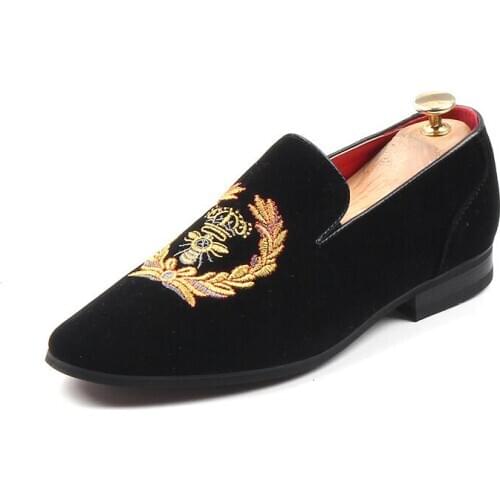 Men Velvet Loafers Embroidered Loafers Luxurious Men Dress Casual Shoes Handmade Breathable