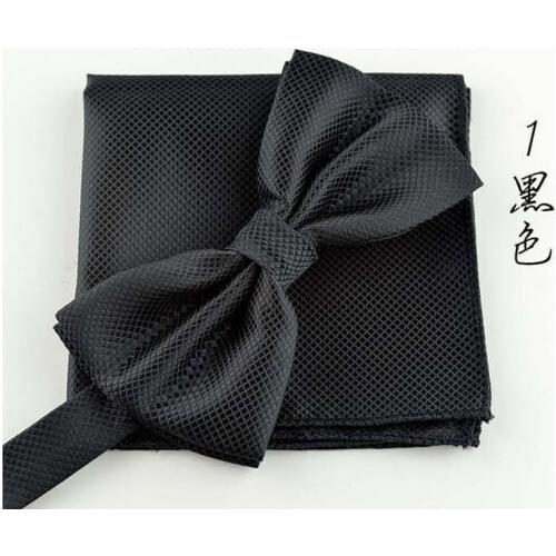Mens Checkered Bowties Pocket Square Set Tuxedo Party Neckties Butterfly Jacquard Bow tie 23Colors, 200set