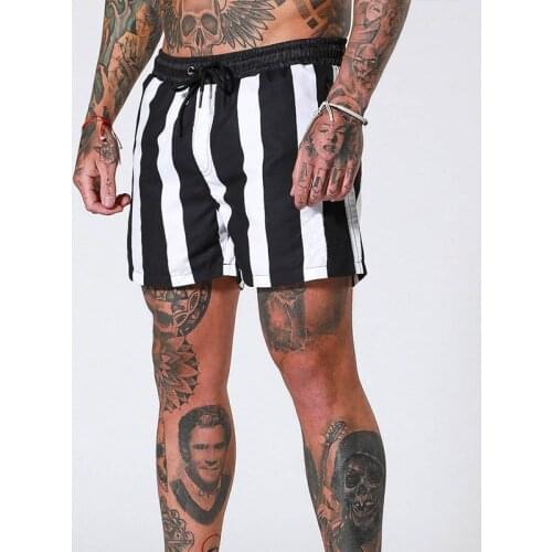 Mens Beach Pants Summer Swimming Beach Vacation Quick-Drying Swimwear Mens Cycling Running Shorts Fashion Striped Boxer Briefs